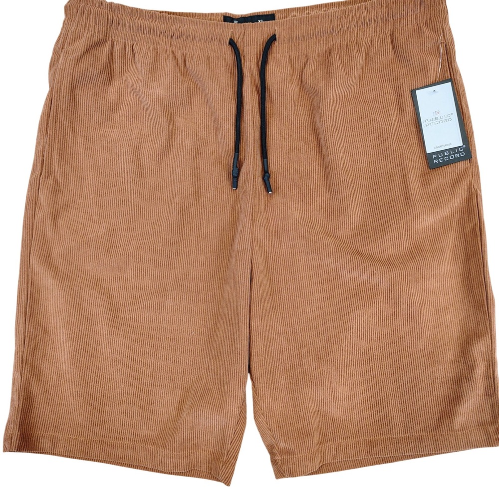 NWT Public Record Mens XL Corduroy Shorts Brown Earth Tones Gorpcore Normcore
